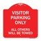 Signmission Visitor Parking All Others Will Towed, Red & White Aluminum Sign, 18" x 18", RW-1818-22730 A-DES-RW-1818-22730 - alternate 1